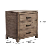 Benzara Nightstand with 3 Drawers  Brown BM171885 Brown Plantation Mahogany Solids & Okoume Veneer BM171885