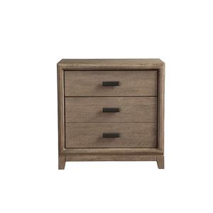 Benzara Wooden Nightstand with 3 Drawer, Brown BM171906 Brown Plantation Mahogany Solids & Okoume Veneer BM171906