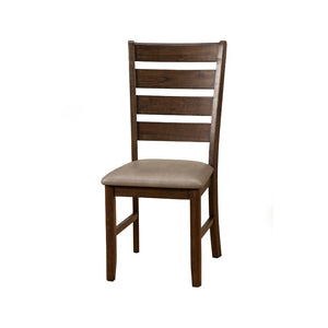 Benzara Wooden Side Chairs With Laddder Back Design Set Of 2 Brown BM171955 Brown/Grey Rubberwood & Acacia Solids  Mdf BM171955