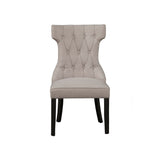 Upholstered Button Tufted Side Chairs With Wooden Base Set Of 2, Gray