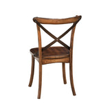 Benzara Metal Accented Side Chairs In Rubberwood Set Of 2, Brown BM172025 Brown Rubberwood Solids & Oak Veneer BM172025