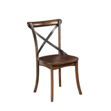 Metal Accented Side Chairs In Rubberwood Set Of 2, Brown