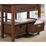 Benzara Wooden Kitchen Cart With Storage Drawers Brown BM172030 Brown Acacia Solids & Veneer BM172030