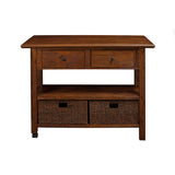 Benzara Wooden Kitchen Cart With Storage Drawers Brown BM172030 Brown Acacia Solids & Veneer BM172030