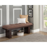 Benzara Wooden Dining Bench With Tufted Upholstery Brown BM172033 Brown Acacia Solids BM172033