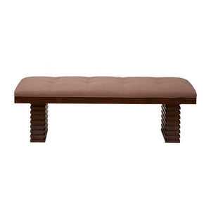 Benzara Wooden Dining Bench With Tufted Upholstery Brown BM172033 Brown Acacia Solids BM172033