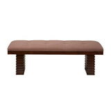 Benzara Wooden Dining Bench With Tufted Upholstery Brown BM172033 Brown Acacia Solids BM172033