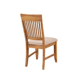 Benzara High Back Wooden Side Chair Set Of 2 Natural Brown And Beige BM172052 Natural Brown & Beige Acacia Solids And Acacia Veneer BM172052
