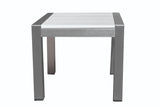 Benzara Outdoor Side Table, White BM172082 WHITE Aluminum And Plastic lumber (Recycled Plastic) BM172082