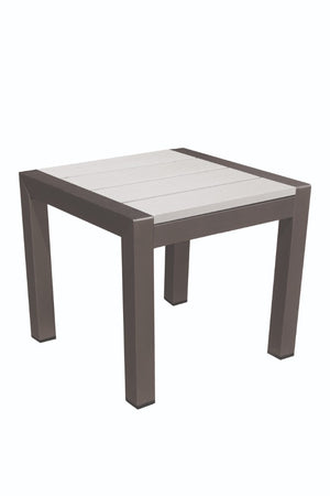 Benzara Outdoor Side Table, White BM172082 WHITE Aluminum And Plastic lumber (Recycled Plastic) BM172082