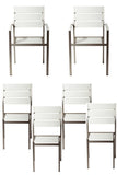 Benzara Metal Chairs With Slated Back Set of 6 Gray and White BM172094 Gray and White Metal BM172094