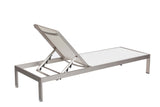 Benzara Anodized Aluminum Modern Patio Lounger In White BM172097 White Aluminum BM172097