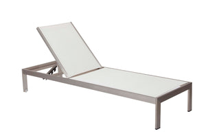 Benzara Anodized Aluminum Modern Patio Lounger In White BM172097 White Aluminum BM172097