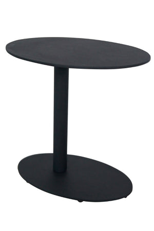 Benzara Metal Outdoor Side Table With Oval Top and Base, Black BM172102 Black Aluminum BM172102