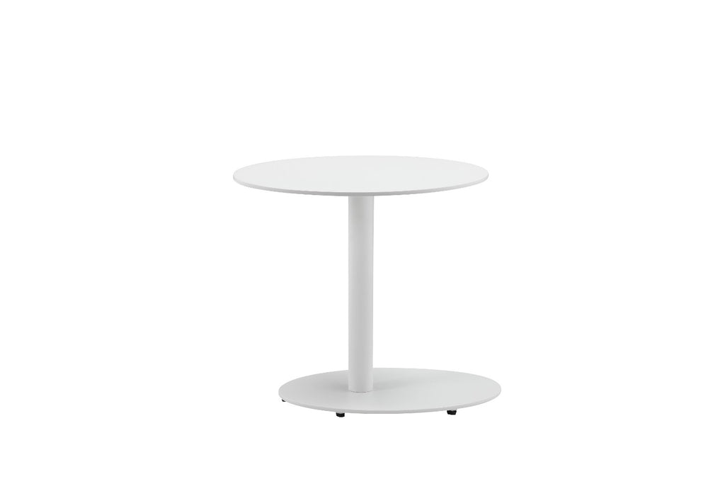 Benzara Metal Outdoor Side Table With Oval Top and Base, White BM172103 White Aluminum BM172103