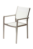 Benzara Aluminium Frame Dining Chair Set of 6 White BM172107 White Aluminium Textilene and polyster BM172107