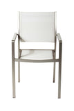 Benzara Aluminium Frame Dining Chair Set of 6 White BM172107 White Aluminium Textilene and polyster BM172107