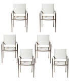 Benzara Aluminium Frame Dining Chair Set of 6 White BM172107 White Aluminium Textilene and polyster BM172107