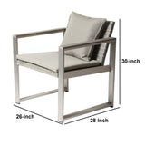 Benzara Aluminum Upholstered Cushioned Chair with Rattan, Gray/Taupe BM172109 GRAY/TAUPE Anodized Aluminum Rattan And Polyresin BM172109