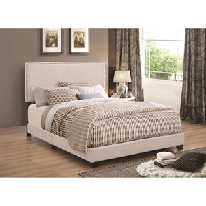 Benzara Ivory Upholstered Eastern King Bed BM172142 Ivory Wood BM172142