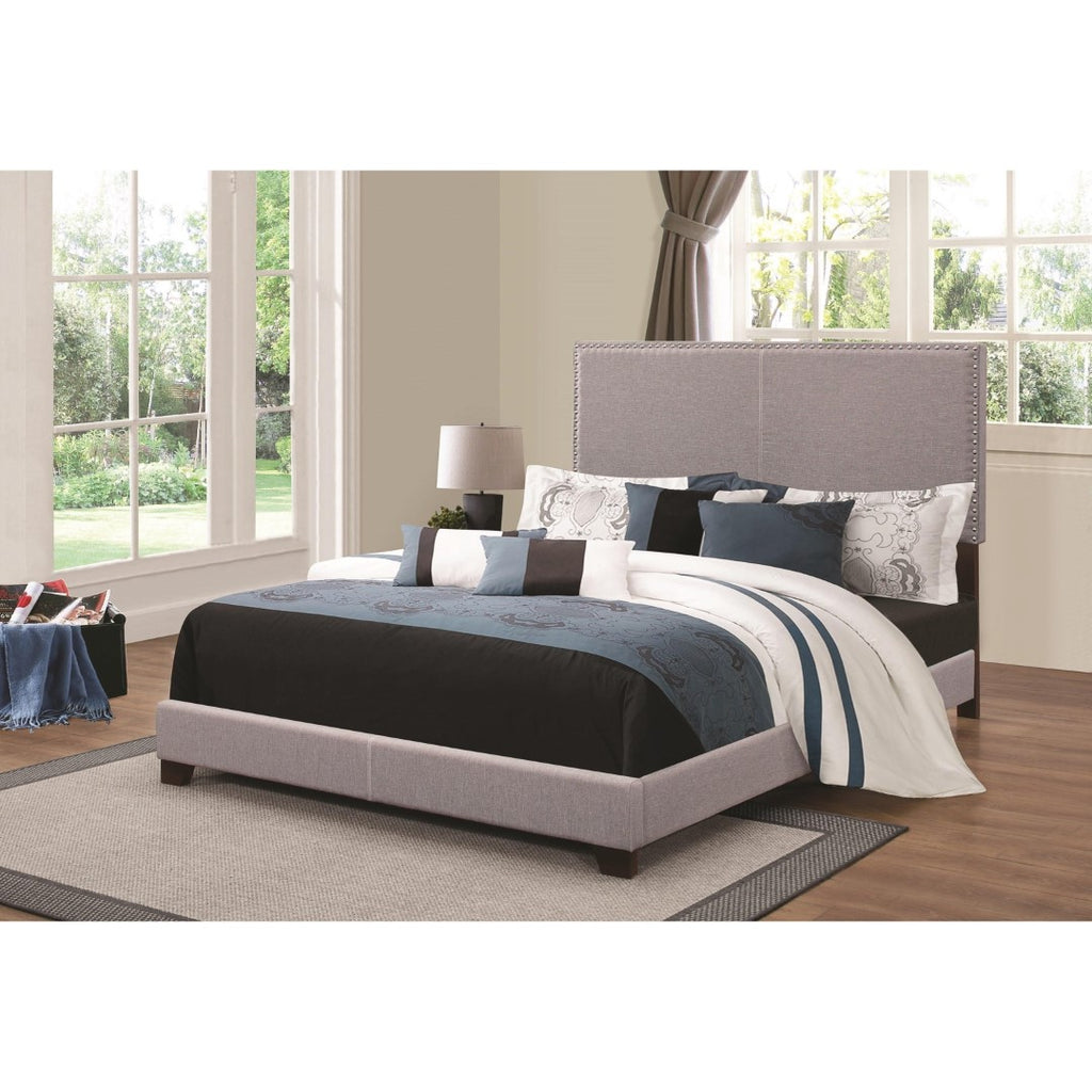 Benzara Upholstered Cal King Bed, Gray BM172151 Grey Wood BM172151