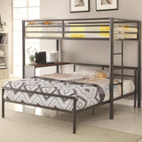 Benzara Highly Purposeful Metal Twin Loft Bed, Dark Gunmetal BM172190 Gray Black Metal BM172190