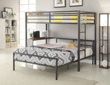 Benzara Highly Purposeful Metal Twin Loft Bed, Dark Gunmetal BM172190 Gray Black Metal BM172190