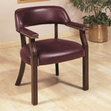 Benzara Office Side Chair, Red And Brown BM172200 Red And Brown FABRIC BM172200