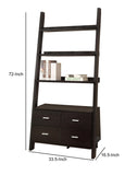 Benzara Ladder Bookcase With 4 Storage Drawers And Open Shelves, Cappuccino BM172220 Cappuccino MDF BM172220