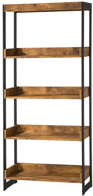 Benzara Bookcase With 4 Open Shelves, Antique Finish BM172227 Antique Nutmeg MDF BM172227