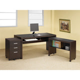 Benzara Computer Desk with keyboard Drawer, Cappuccino BM172234 Cappuccino Wood BM172234