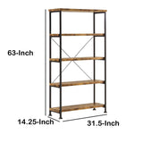 Benzara Bookcase With 4 Open Shelves BM172242 Brown Wood BM172242