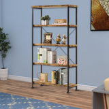 Benzara Bookcase With 4 Open Shelves BM172242 Brown Wood BM172242