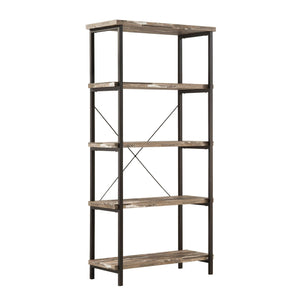 Benzara Bookcase With 4 Open Shelves BM172245 Brown & Black Wood BM172245