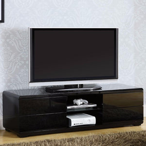 Benzara 59' TV Console, Black BM172725 Black Lacquer Wood & Others BM172725