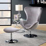 Benzara Eccentric Contemporary Flannelette Fabric Accent Chair With Ottoman, Gray BM172744 Gray Flannelette Fabric BM172744