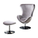 Benzara Eccentric Contemporary Flannelette Fabric Accent Chair With Ottoman, Gray BM172744 Gray Flannelette Fabric BM172744