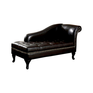 Benzara Leatherette Storage Chaise, Black BM172748 Black Padded Leatherette Solid Wood BM172748