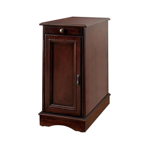 Benzara Transitional Side Table With USB, Cherry BM172784 Brown Solid Wood Wood Veneer Others BM172784