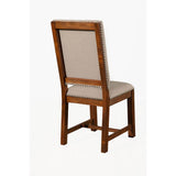 Benzara Upholstered  Mahogany Wood Chairs, Brown (Set of 2) BM172884 Brown Plantation Mahogany Solids & Veneer BM172884
