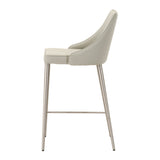 Benzara Upholstered Bar Stool With Chrome Legs Light Gray BM174107 Light Gray Brushed Stainless Steel BM174107