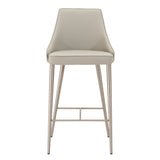 Benzara Upholstered Counter Height Stool With Footrest Light Gray BM174108 Light Gray Brushed Stainless Steel BM174108