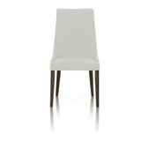 Benzara Dining Chairs With Sleek Wooden Legs Set of 2 White and Brown BM174176 White and Brown Wood BM174176