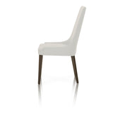 Benzara Dining Chairs With Sleek Wooden Legs Set of 2 White and Brown BM174176 White and Brown Wood BM174176