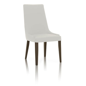 Benzara Dining Chairs With Sleek Wooden Legs Set of 2 White and Brown BM174176 White and Brown Wood BM174176