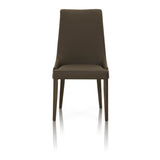 Benzara Leatherette Dining Chairs With Wooden Legs Set of 2 Dark Umber Brown BM174177 Brown Wood BM174177