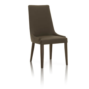 Benzara Leatherette Dining Chairs With Wooden Legs Set of 2 Dark Umber Brown BM174177 Brown Wood BM174177