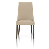 Benzara Leather Upholstered Dining Chairs Set of 2 Beige and Brown BM174178 Beige and Brown Wood BM174178