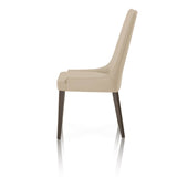 Benzara Leather Upholstered Dining Chairs Set of 2 Beige and Brown BM174178 Beige and Brown Wood BM174178