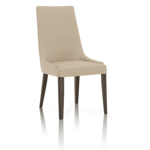 Benzara Leather Upholstered Dining Chairs Set of 2 Beige and Brown BM174178 Beige and Brown Wood BM174178